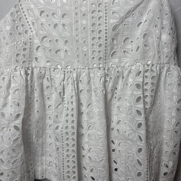J. Crew Womens SZ M White Eyelet Sleeveless Peplum Top Boho beachy Cottagecore - Picture 3 of 9